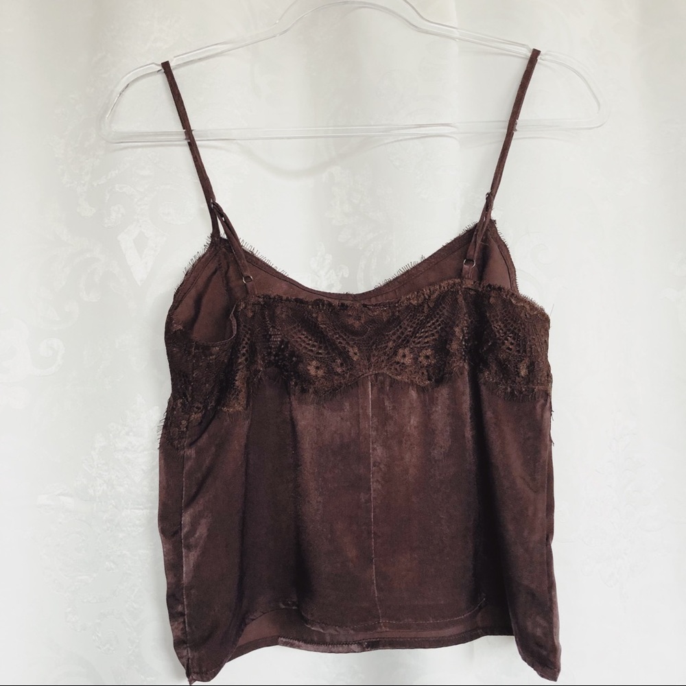 🆕Coralee Chocolate Brown Satin & Lace Cami Top - Picture 7 of 8
